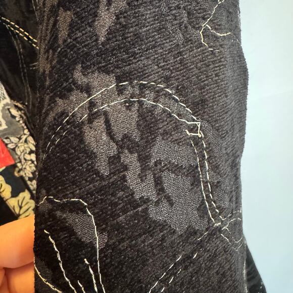 Chico’s Women’s 2 (L) Floral Patchwork Embroidered Jacket Silk Linen Blend READ - Picture 9 of 16